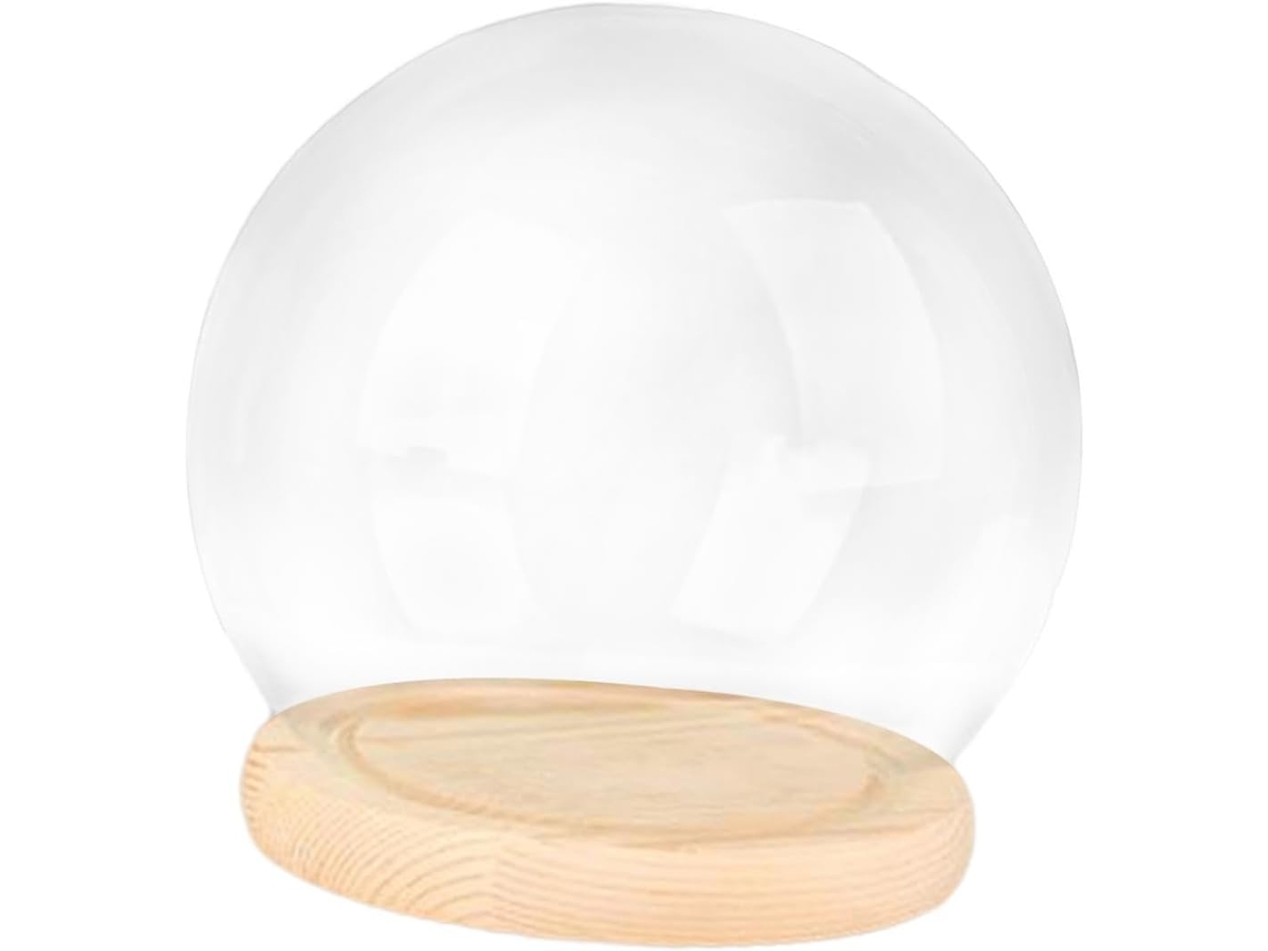 Cloche En Verre Com Socle Para Decoração De Maison Miniatura, Socle En Bois De 15 Cm