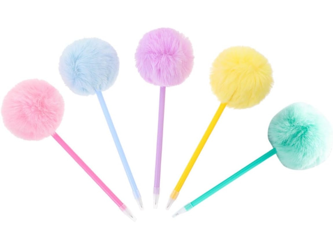 Conjunto De 5 Canetas De Pelúcia Rosa, Ideais Para Escrever E Desenhar