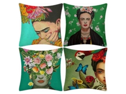 Conjunto De 4 Capas De Almofada Com Estampa Floral Boho – Em Mistura De Linho, 45x45cm