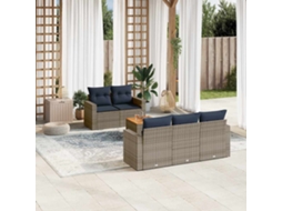 Vidaxl 6 Pcs Conjunto Sofás P/ Jardim C/ Almofadões Vime Pe Cinzento