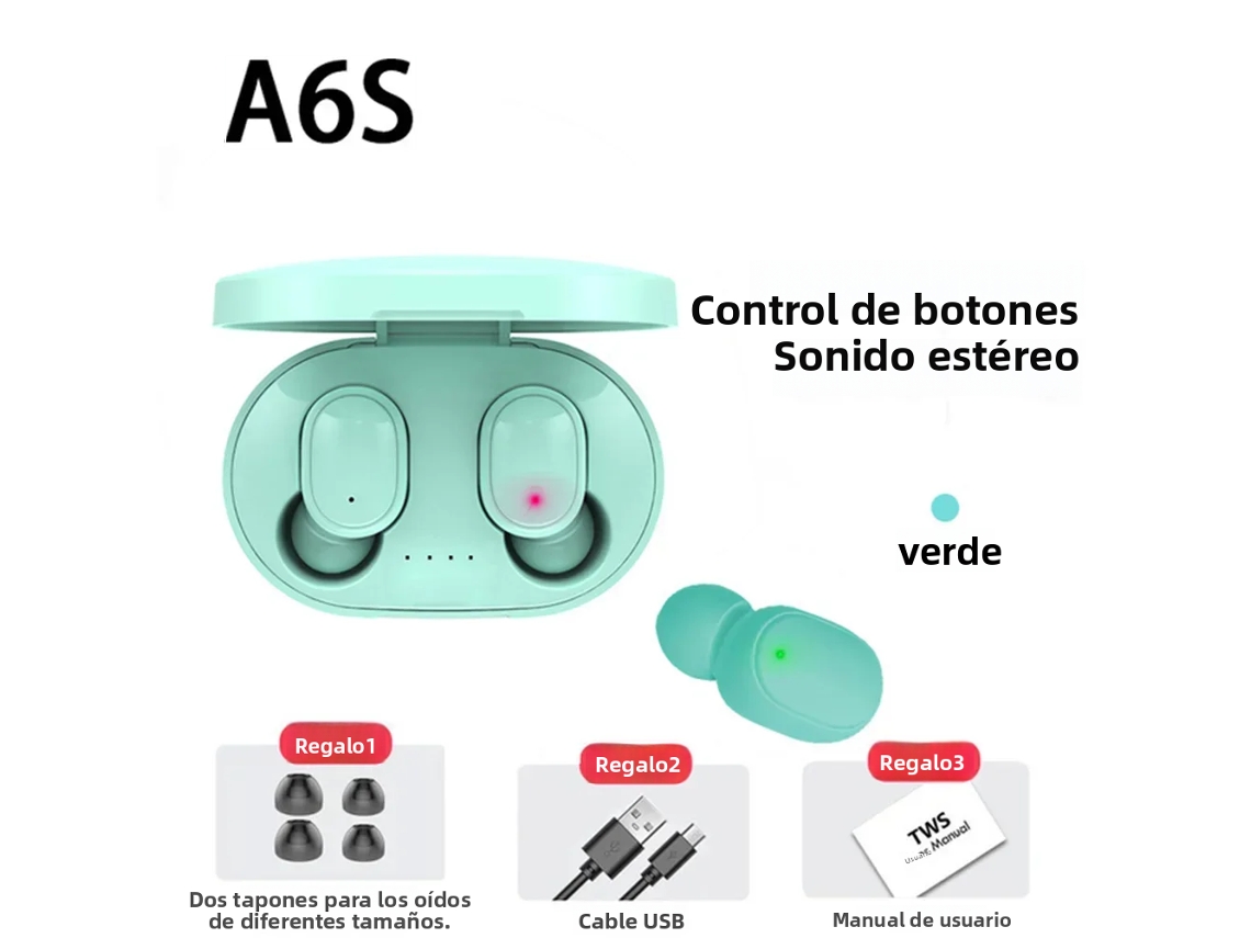 Fones de Ouvido Sem Fio Bluetooth 5.0, Cancelamento de Ruído, Esportivo, Controle de Toque MDUG (verde)