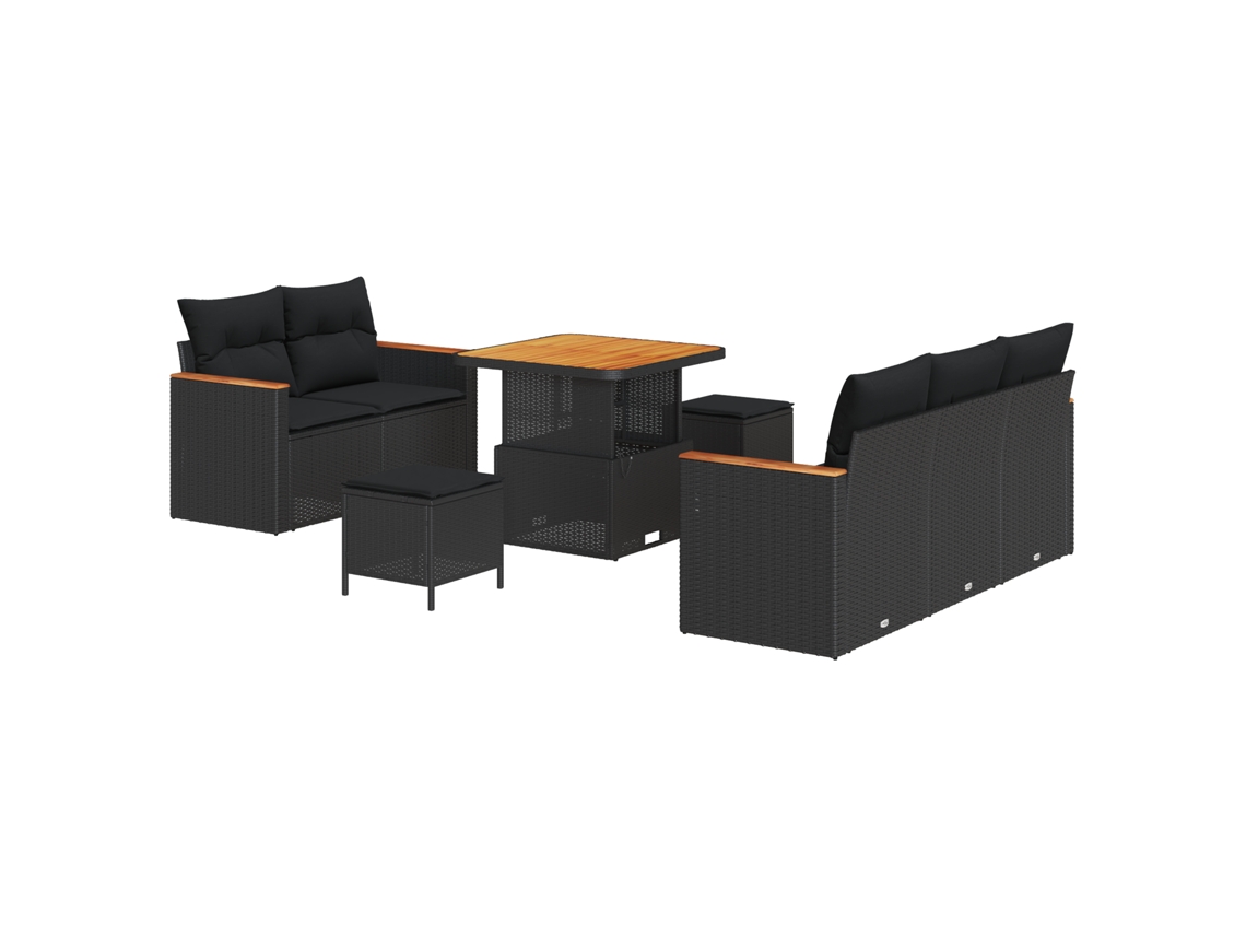 Conjunto 10 Móveis Para Exterior Vidaxl Preto Vime Pe (204 X 179 X 85 Cm)