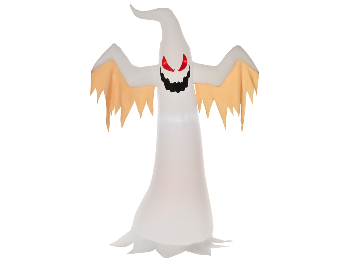 Halloween Inflável Ghost 2,4m com Leds Poliéster Auto inflable Ip44 Branco + Vermelho 150x80x240cm Ge