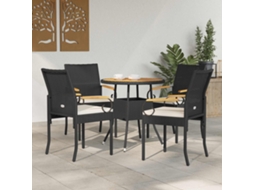 Vidaxl Cadeiras De Jardim 4 Unid. Preto E Branco Creme