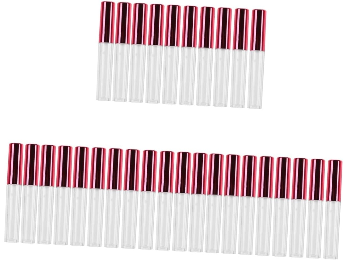 Conjunto De 30 Tubos De Brilho Labial Transparentes Para Viagem Com Pincel, Na Cor Vermelha.