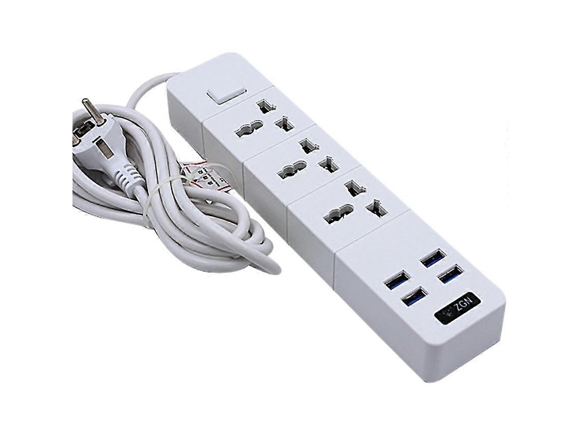 Extenso Eltrica Com Protetor Contra Surtos, 4 Portas Usb E 3 Tomadas, 3000w, 16a, Cabo De 2 Metros Para Uso Em Diversas Situaes. Olysi Shop (6,5 Ps)