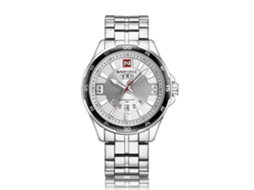 Relógio Masculino Naviforce Pulseira de Aço Resistente À Água 30m com Data e Semana