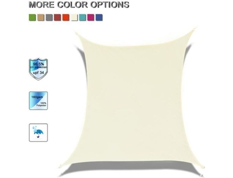 Vela de sombra retangular LAXLLENT - 2,4x3m - Anti-UV e impermeável - Creme LAXLLENT