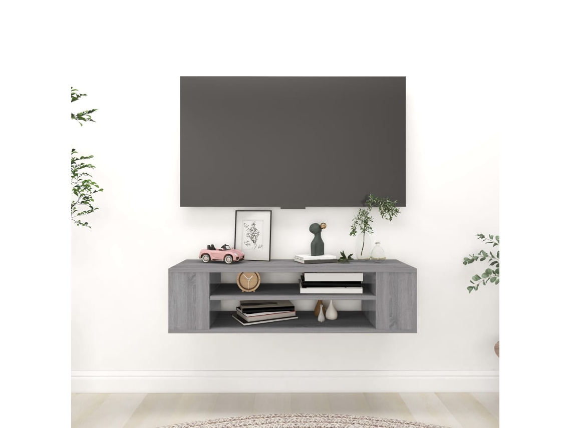 Vidaxl Armário Tv Suspenso 100x30x26,5 Cm Deriv. Madeira Cinza Sonoma