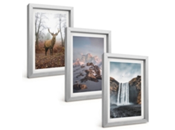 Quadros Decorativos Para Paredepaisagens Selvagens De Montanha Moldura Prateada Quadros Para O Escritório Espelharte (3 Peças 20x30 Cm)