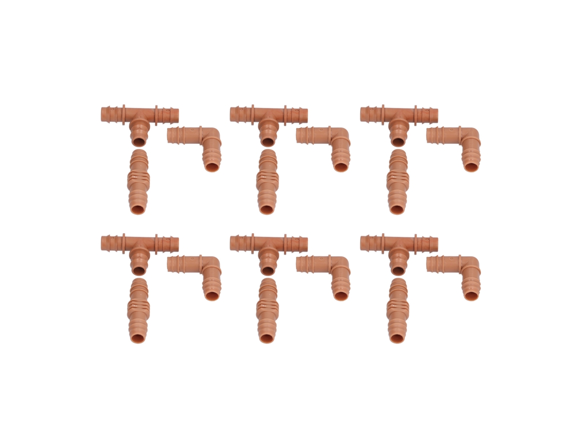 Kit de Conexão para Irrigação Marrom com 18 Peças para Tubos de 16mm