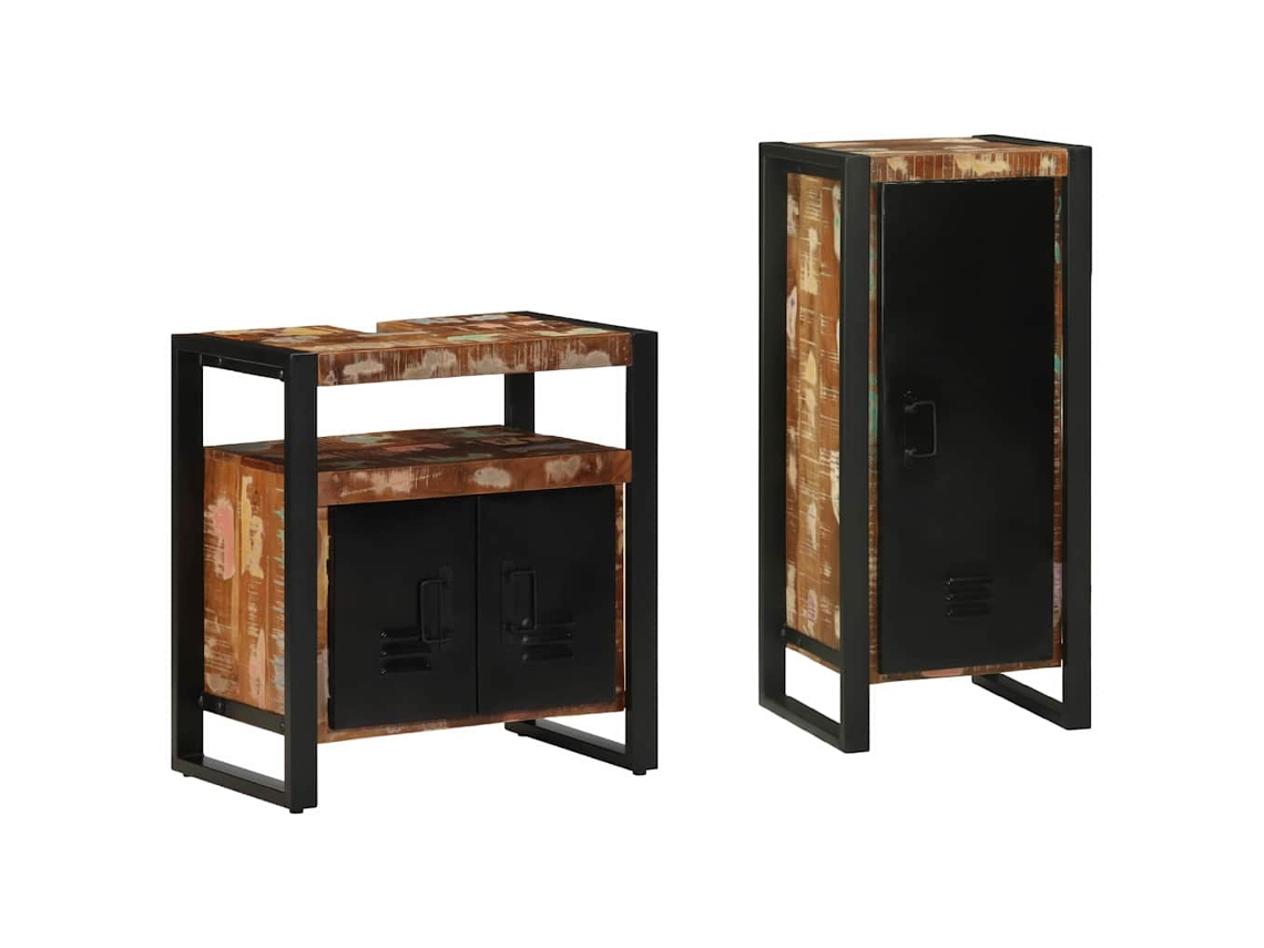 Vidaxl Conjunto De Móveis Para Banheiro 2 Unid. Multicolorido E Preto