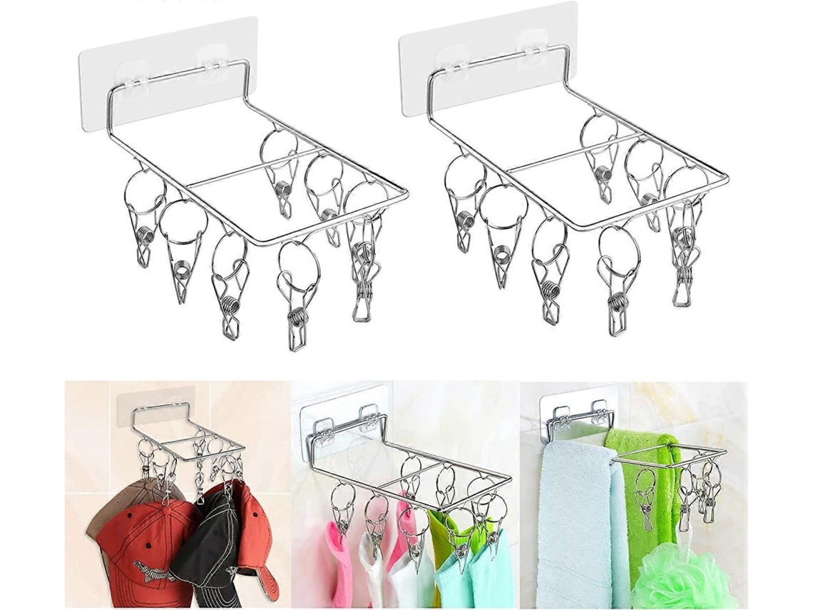 2 Ganchos Adesivos Com Clipes (retangular, 8 Pinos)