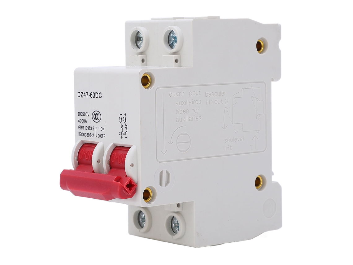 Laxiscreed Disjuntor Mcb Dc 500v 2p Proteção Contra Sobrecarga E Curto-circuito
