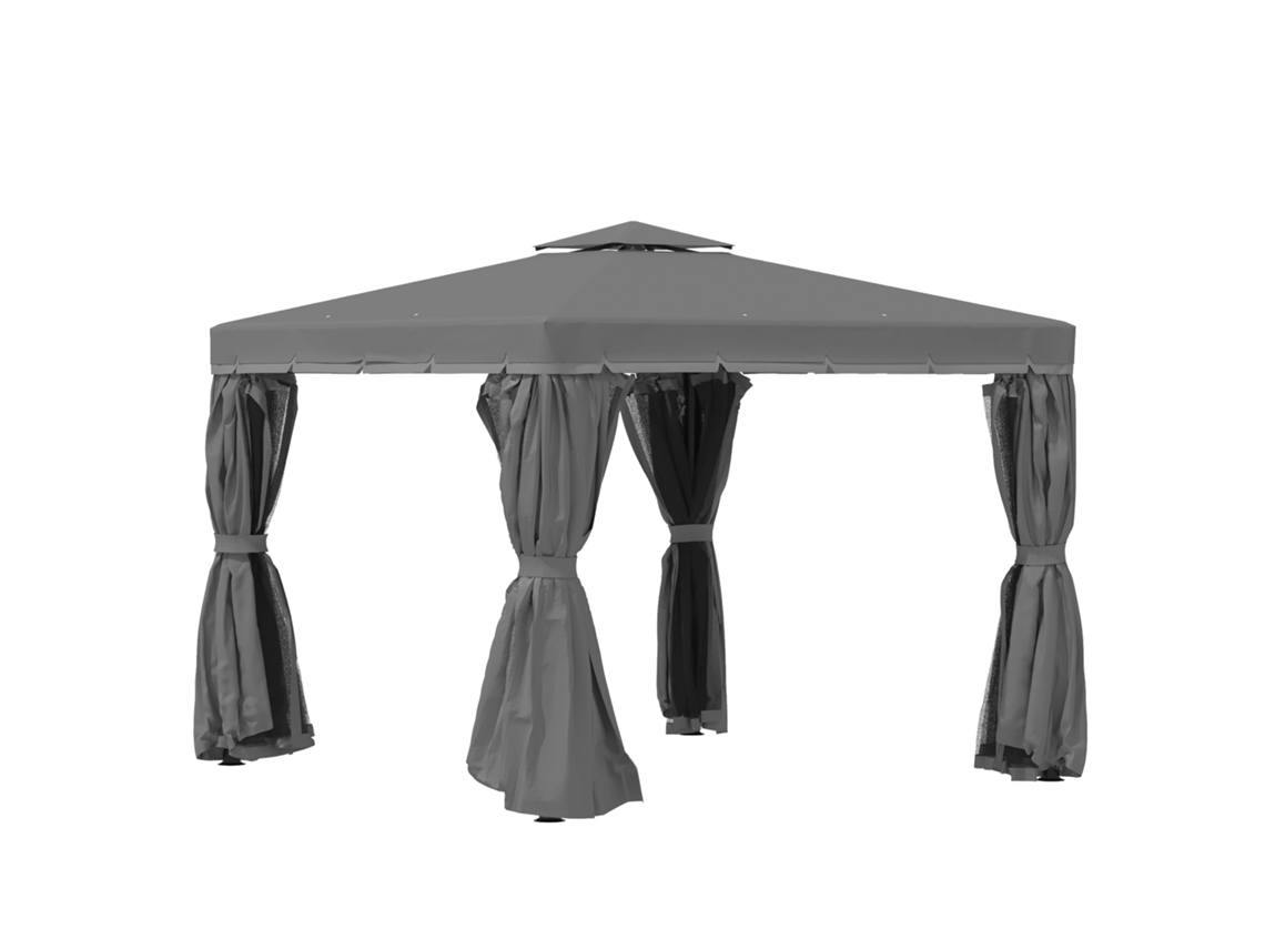 Guarda-sol em alumínio Ø260x235cm com reclínio e manivela em cinza