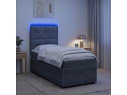 Vidaxl Cama Box Com Led E Colchão Cinzento-escuro 80 X 200 Cm Veludo
