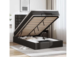 Vidaxl Estrutura De Cama Otomana Com Colchão 120x200 Cm Preta