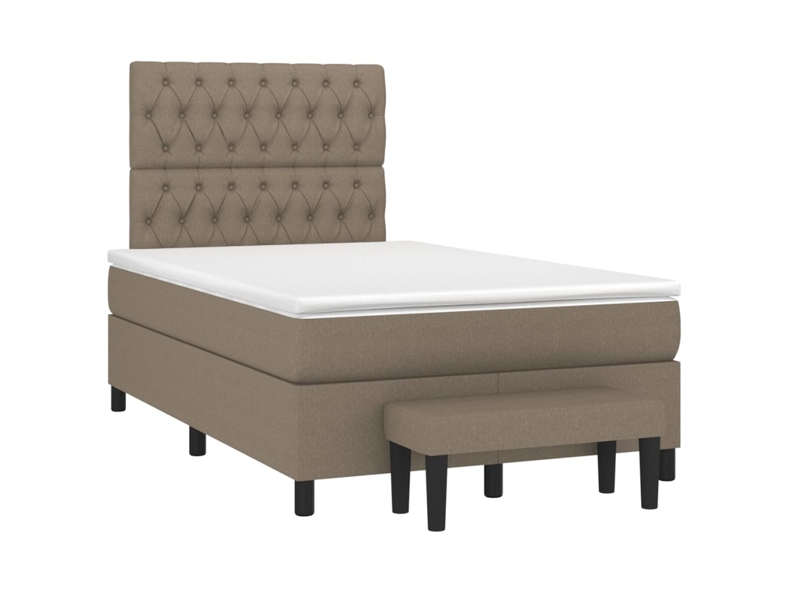Box Spring Bed, Box Spring Beds Vidaxl Cinzento-acastanhado Tecido (120 X 190 Cm)