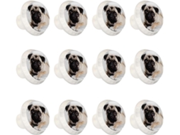 Puxadores E Maçanetas Redondas Para Armários De Cozinha, Conjunto De 12 Peças, Com Estampa De Bulldog