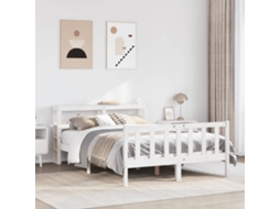 Cama Sem Colchão 140x190 Cm Madeira De Pinho Maciça Branco