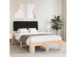 Vidaxl Estrutura De Cama Com Cabeceira Estofada Preto 120 X 190 Cm