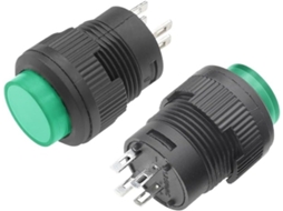 1-interruptor De Botão Pressão Com Trava 16mm, Autotravante E Led Verde, 4 Pinos, R16-503