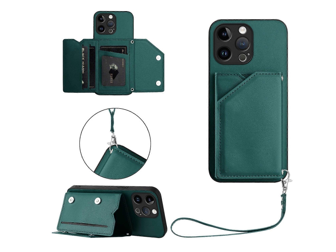 Capa Com Suporte Para Cartão E Alça De Pulso Para Iphone 15 Pro Max