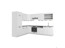 Cozinha de canto Fame-Line, 227 x 287 cm, PT Antracite, Country branco/branco, Vicco
