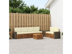 Vidaxl Conjunto De Sofás Para Exterior 7 Unid. Natural E Creme