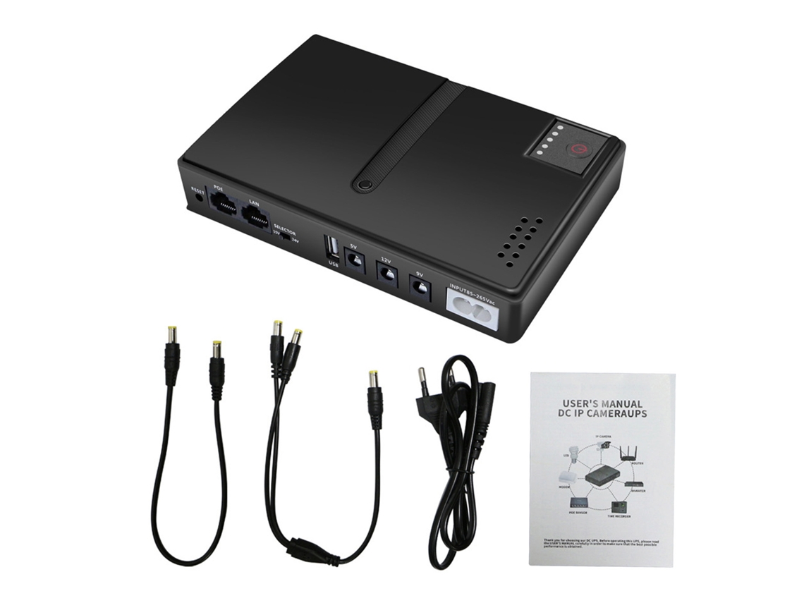 UPS 10400mAh com várias saídas USB para câmeras, roteadores, modems