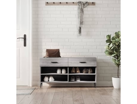 Banco Sapateira 102X35X55 Cm Derivados Madeira Cinzento Sonoma VIDAXL
