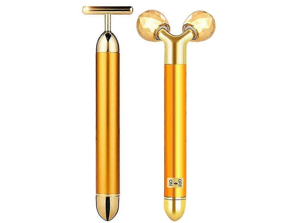 Beauty Bar 2 em 1 com Massageador Facial Pulsante Ouro 24k e Almofada Portátil GOKOCO