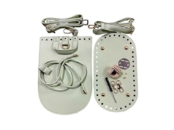 Kit Para Confecção De Bolsas De Crochê Artesanais Com Alça De Ombro Ajustável Em Couro Pu, Cor Verde Menta.