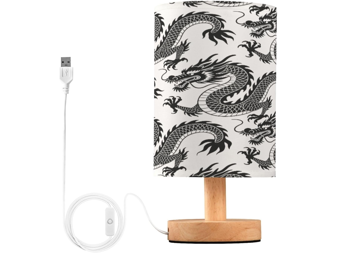 Abajur De Cabeceira Em Formato Dragão Para Quarto, Abajur De Cabeceira Led, Luminária De Leitura Com Portas Usb E Cúpula