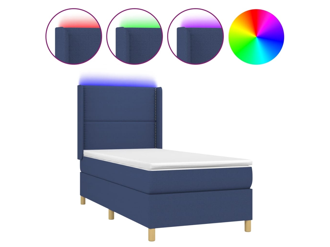 Box Spring Bed, Box Spring Beds Vidaxl Azul Tecido (90 X 190 Cm)