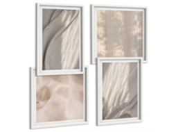 Composição De Quadros Tecidos Naturais Boho Em Detalhe Espelharte (4 Peças)