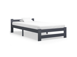 Estrutura De Cama 100x200 Cm Pinho Maciço Cinzento-escuro