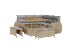 Conjunto 8 Móveis Para Exterior Vidaxl Bege Vime Pe (100 X 100 X 71 Cm)