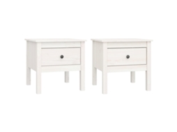 Side Table, Side Tables Vidaxl Branco Madeira De Pinho (50 X 50 X 49 Cm)