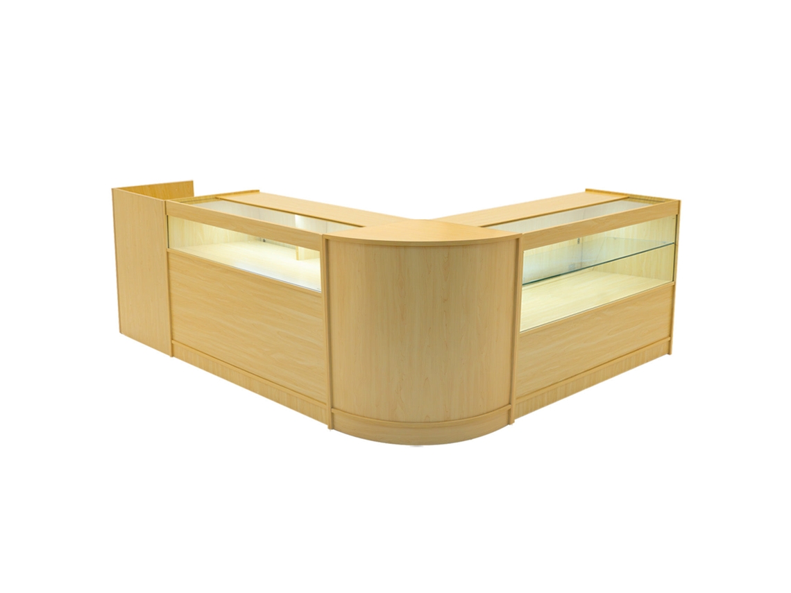 Conjunto de Balcões Comerciais Gravity | Maple | CM60 B1200 C1200 TB60 | MDF e Vidro Temperado | Prateleiras MonsterShop