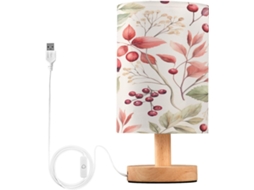 Abajur De Cabeceira Com Estampa Floral Em Aquarela, Portas De Carregaje USB C, Luminária De Mesa Cabeceira, Luminária