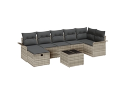 Conjunto 8 Conjunto De Sofá De Jardim Vidaxl Preto Vime Pe (55 X 55 X 37 Cm)