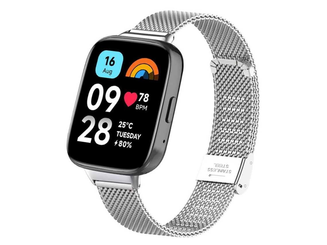 Bracelete para Xiaomi Redmi Watch 3 Milan Metal com Fivela Relevo Prata XIAOMOYU (20mm)