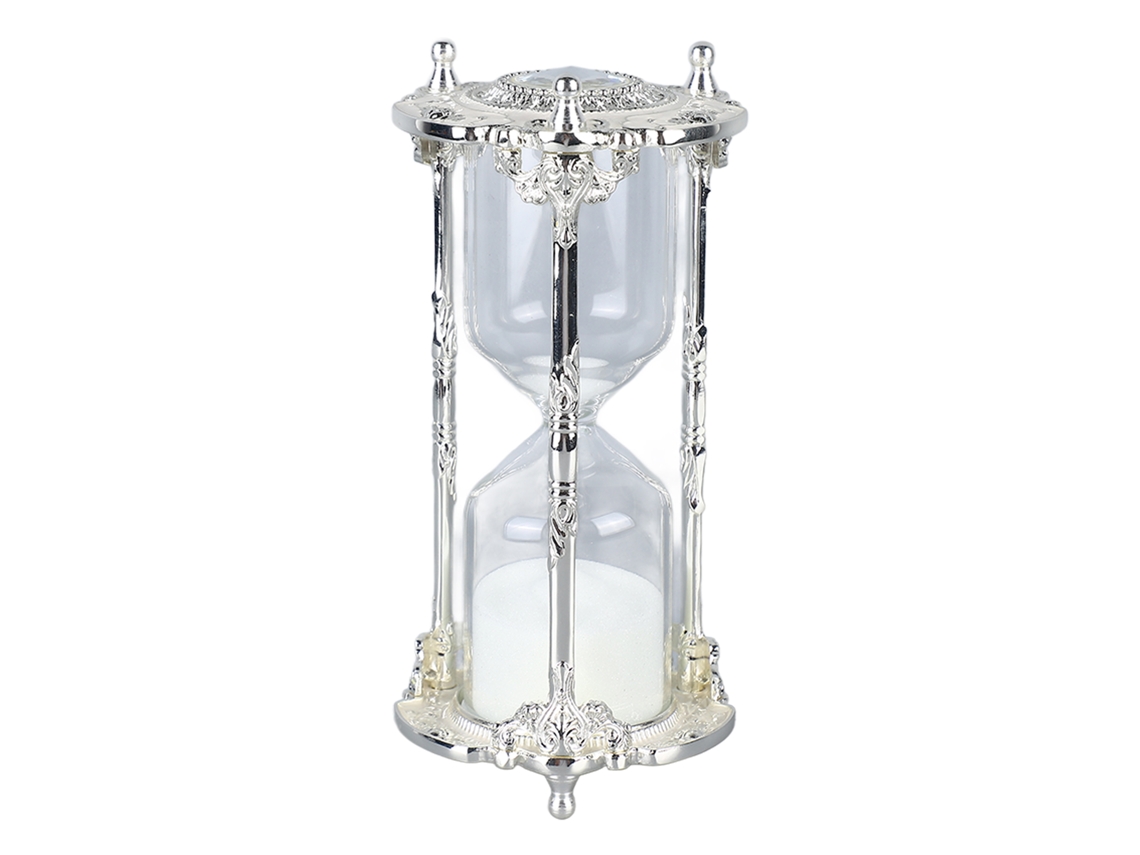 Relógio de Areia Antigo 15 Minutos Decorativo Metal Branco