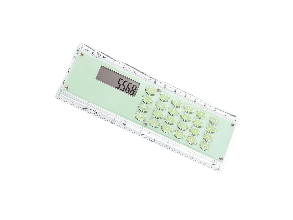 Régua De Escala Dupla 15cm Combinada Com Calculadora 8 Dígitos, Ferramenta Ergonômica E Compacta Para Aprendizado