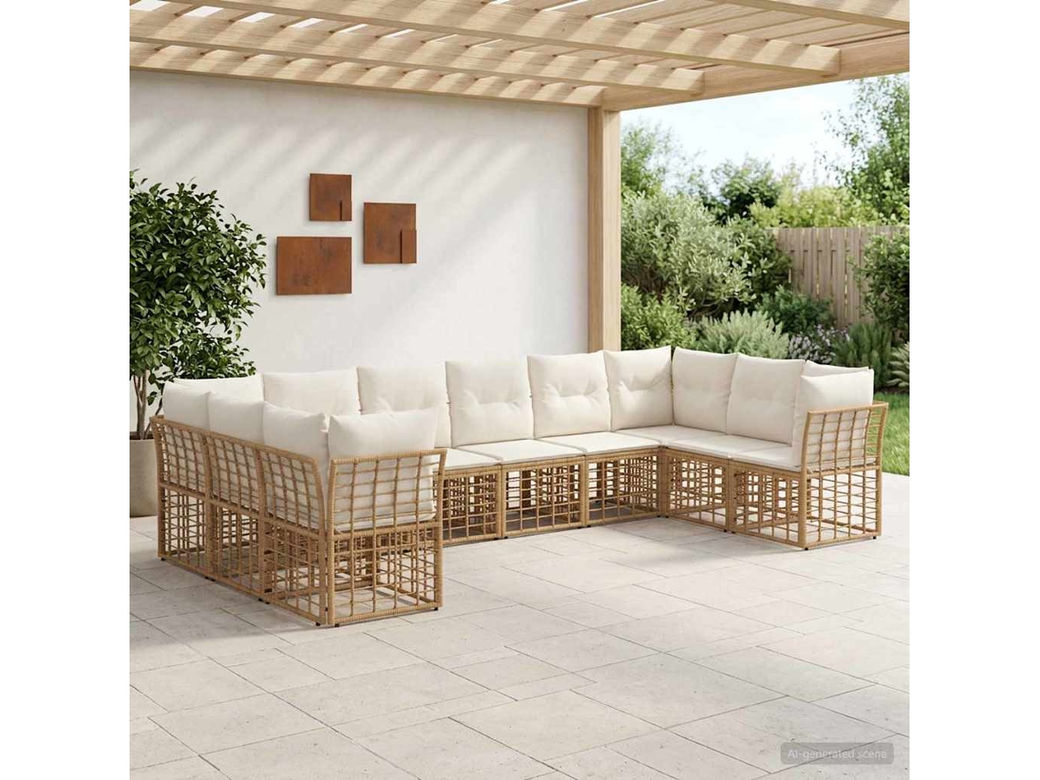 Vidaxl Conjunto De Sofás Para Exterior Natural E Branco Creme
