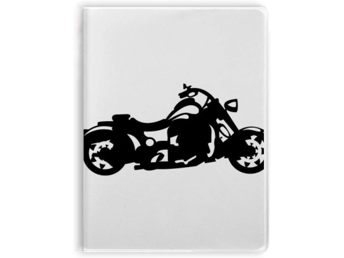 Caderno com Capa Flexível, Estampa de Motocicleta, Preto Plástico