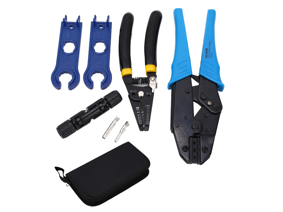 Kit De Ferramentas De Crimpagem Solar Multifuncional Com Chave, Conectores E Acessórios Para Energia Solar E Eólica