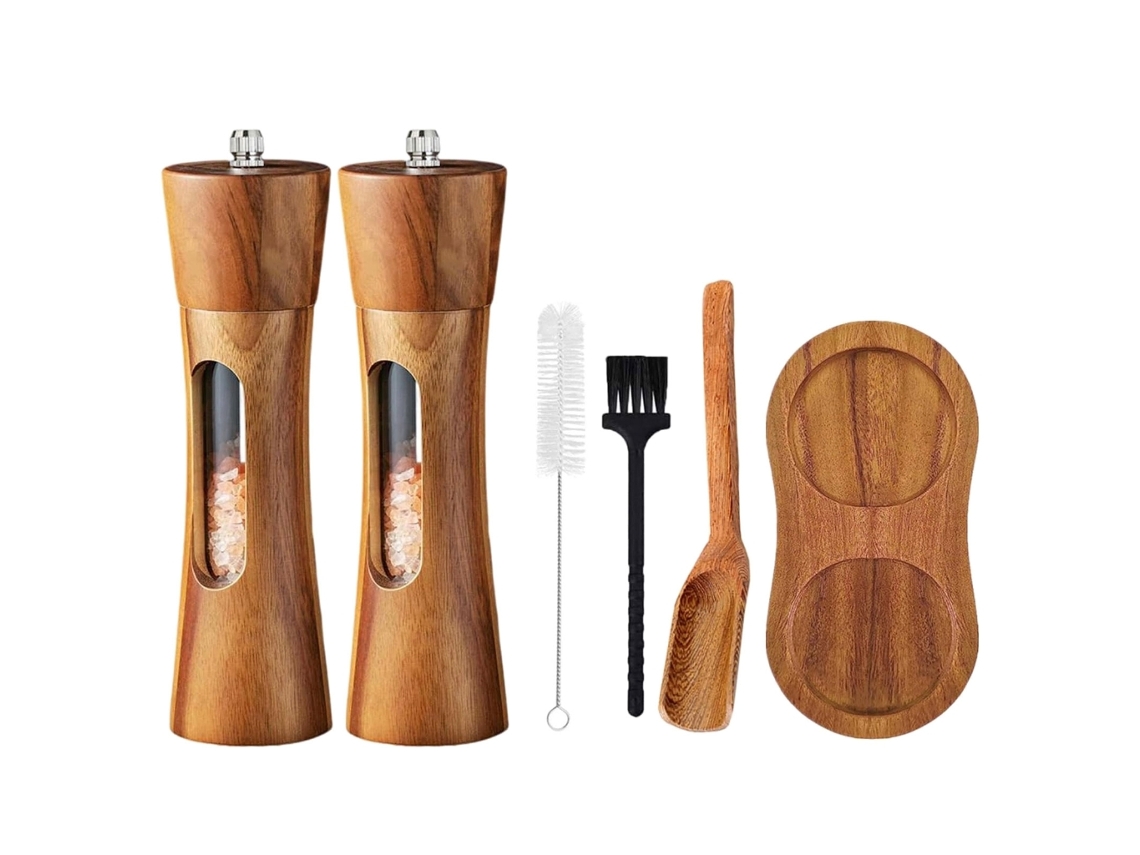 Conjunto De Moedores Manuais Pimenta E Sal Moedor Especiarias Manual Com Ajuste Moagem