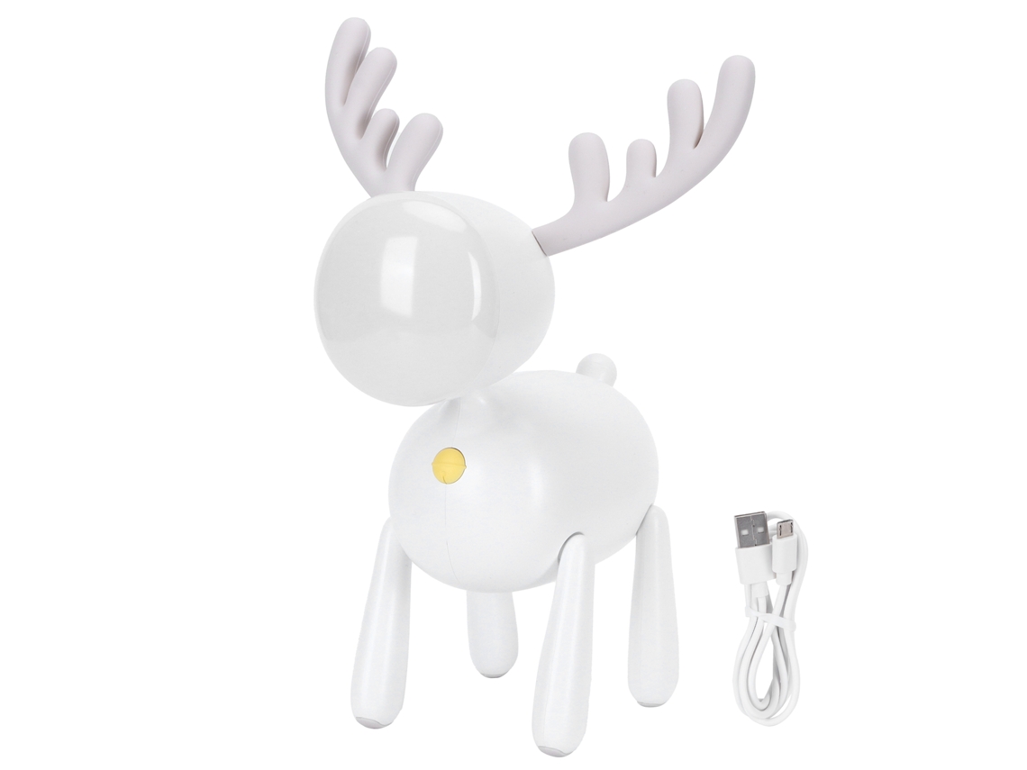 Luz Noturna Led Cervo Carregável Usb Cor Branco Cartun